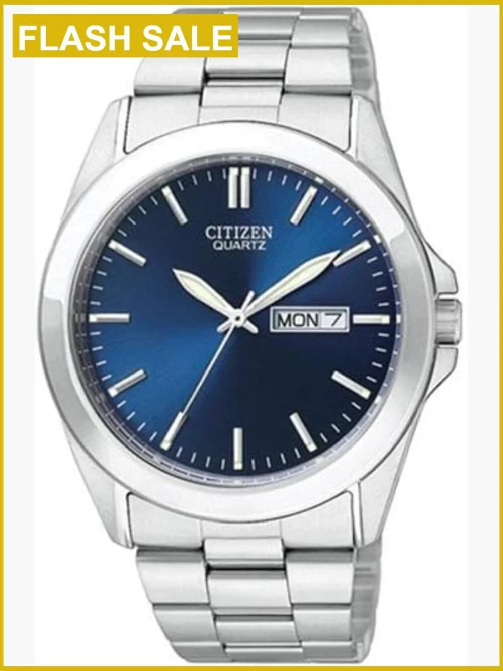 Men's Classic Quartz Watch - Stainless Steel, Blue Dial, Day/Date